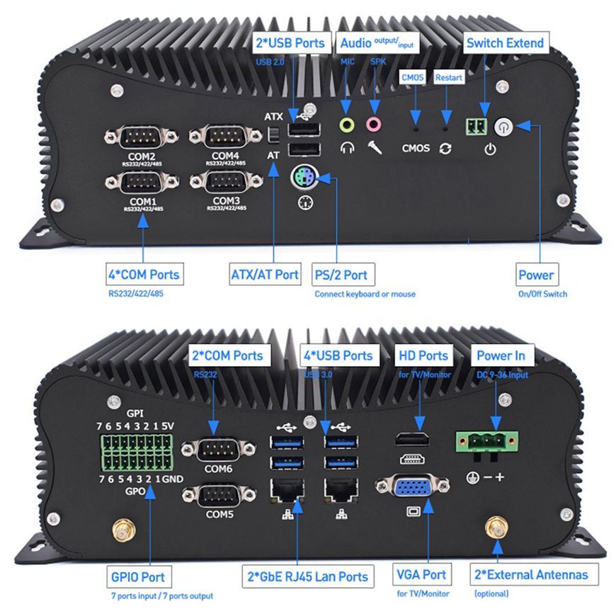 13th Fanless Mini Industrial P - огляд і ціна Fanless Industrial Pc Rs485 Core I7