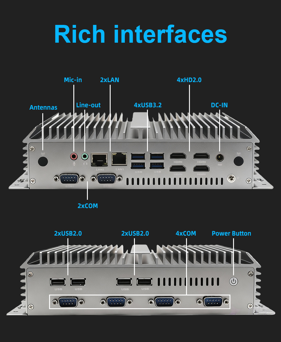 Fanless Industrial Mini PC 6xR - огляд і ціна Fanless Industrial Pc Rs485 Core I7