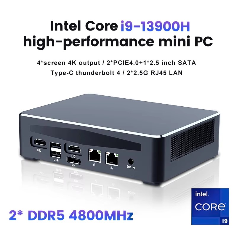 Topton Gaming 4 NAS Mini PC Co - огляд і ціна Intel Core I9 13900H Mini Pc