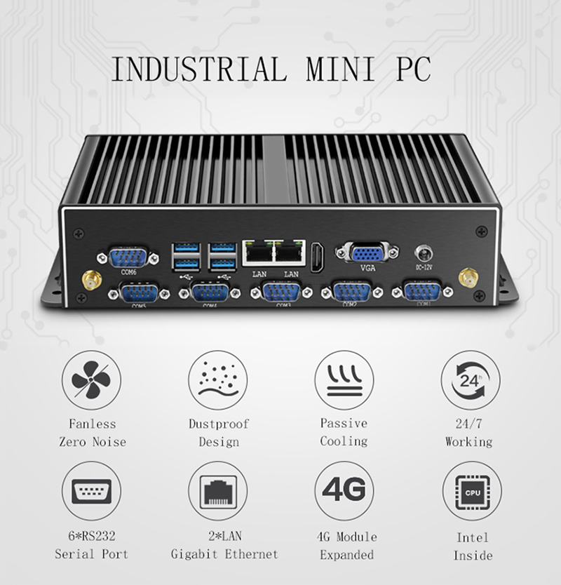 Industrial Mini PC Fanless Dua - огляд і ціна Fanless Industrial Pc Rs485 Core I7